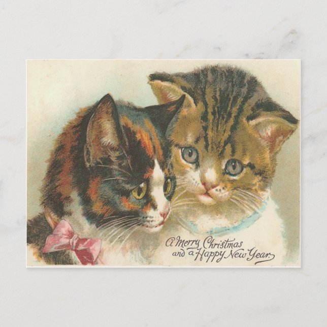 Cartão Postal De Festividades Natais vintages (Frente)