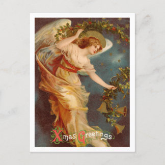 Cartão Postal De Festividades Natais vintages Ange, Xmas saudando caligrafia