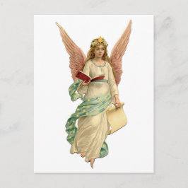 Cartão Postal De Festividades Natais vintages Anjo com Livro