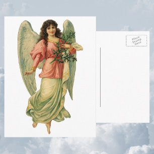 Cartão Postal De Festividades natais vintages, Anjo Vitoriano Antiquado