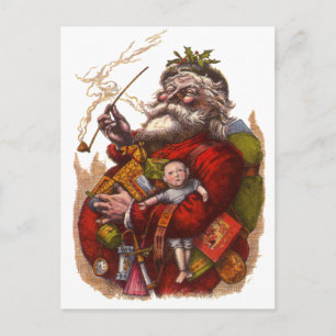 Cartão Postal De Festividades Natais vintages, Brinquedos de Pipe do Papai Noel