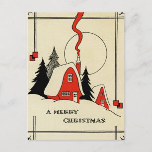 Cartão Postal De Festividades Natais vintages Cabina de Neve