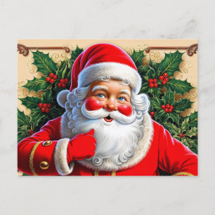 Cartão Postal De Festividades Natais vintages Coloridos Papai Noel