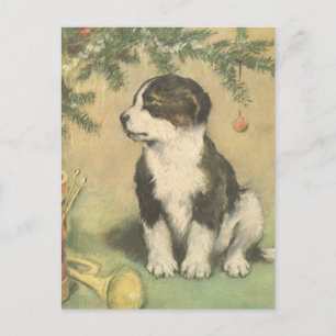 Cartão Postal De Festividades Natais vintages, Copo Bonito Abaixo Da Árvore De
