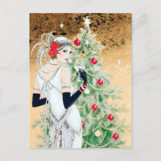 Cartão Postal De Festividades Natais vintages de arte festiva deco