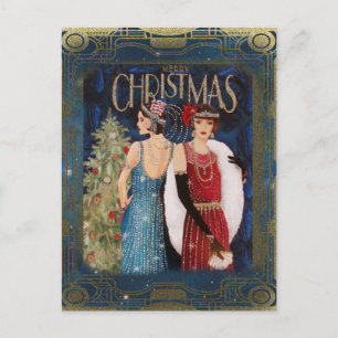 Cartão Postal De Festividades Natais vintages de flappers