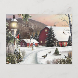 Cartão Postal De Festividades Natais vintages Fazenda de inverno