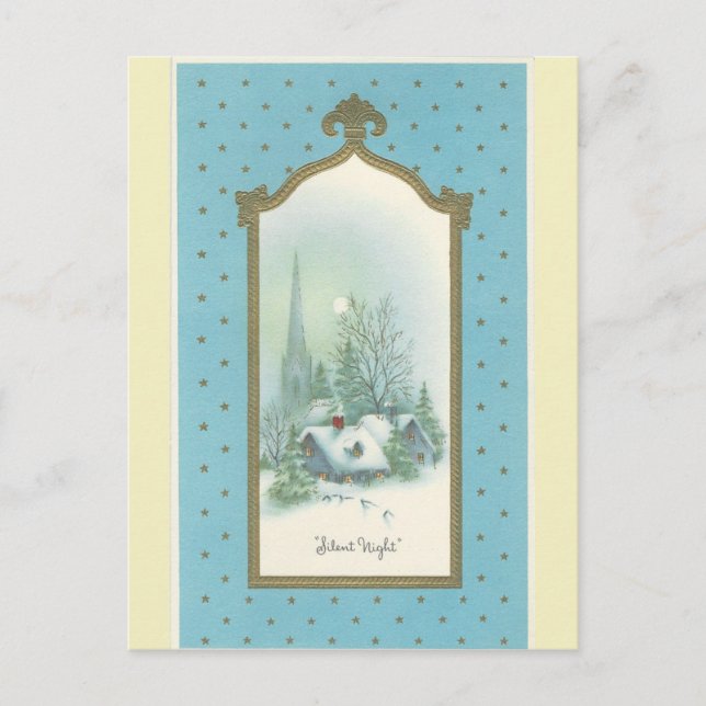 Cartão Postal De Festividades Natais vintages Noite Silenciosa (Frente)