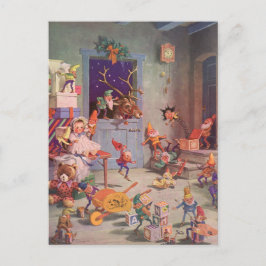 Cartão Postal De Festividades Natais vintages, Papai Noel com o Workshop Elves