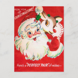Cartão Postal De Festividades Natais vintages Papais noeis Cartaz retrorreflecto