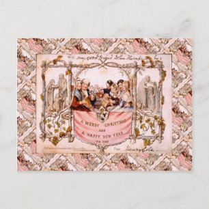 Cartão Postal De Festividades Natais vintages, primeiro cartão de Natal de 1843