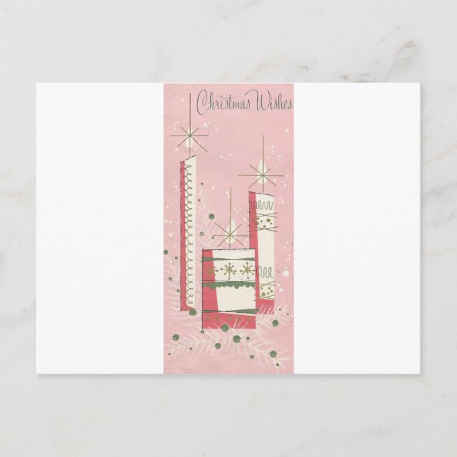 Cartão Postal De Festividades Natais vintages Querem Rosa (Frente)