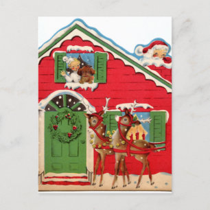 Cartão Postal De Festividades natais vintages retro Papais noeis