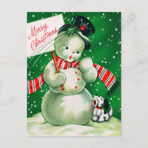 Cartão Postal De Festividades natais vintages retro snowman Cartão-postal Holid