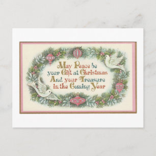 Cartão Postal De Festividades Natais vintages Rosa Com Doves