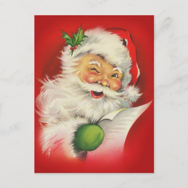 Cartão Postal De Festividades Natais vintages Santa Claus (Frente)