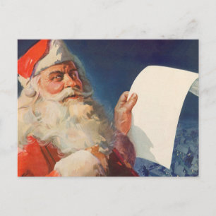 Cartão Postal De Festividades Natais vintages, Santa Claus, Lista Bela