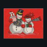 Cartão Postal De Festividades Natais vintages Snowman<br><div class="desc">Natal vintage Snowman.</div>