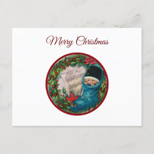 Cartão Postal De Festividades Natais vintages Stocks e Holly Berry Wreath