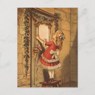 Cartão Postal De Festividades Natais vintages Vitorianos Enforcando Garland
