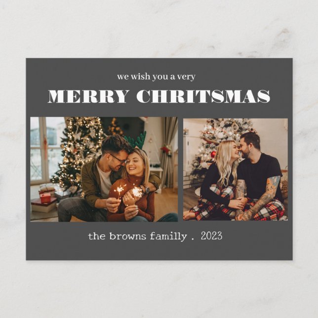 Cartão Postal De Festividades Natal 2 foto-aquarela botânica holi floral (Frente)