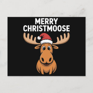 Cartão Postal De Festividades Natal Alegre Christmoose Rena Alce Chapéu de Papai