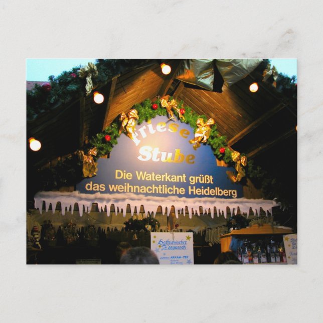 Cartão Postal De Festividades Natal alemão, stube festivo do mercado do Natal (Frente)