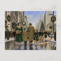Natal americano dos anos 50 na 5th Avenue N.Y.