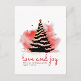 Cartão Postal De Festividades Natal Amor e Alegria, Elegante Preto e Vermelho