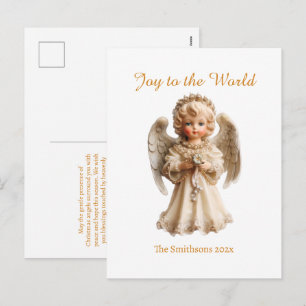 Cartão Postal De Festividades Natal Anjo Vintage