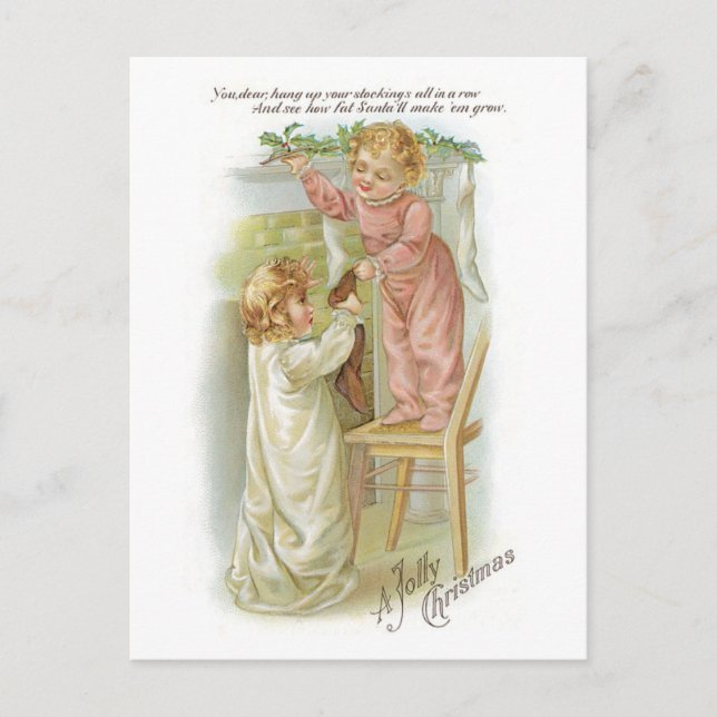 Cartão Postal De Festividades Natal antigo (Frente)