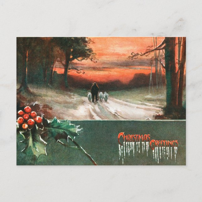 Cartão Postal De Festividades Natal Antigo  (Frente)