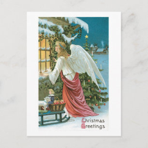 Cartão Postal De Festividades Natal antigo, Angel