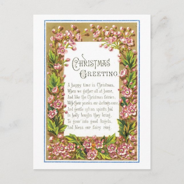 Cartão Postal De Festividades Natal antigo, Flor (Frente)
