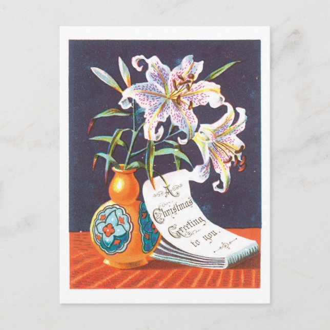 Cartão Postal De Festividades Natal antigo, Lily (Frente)