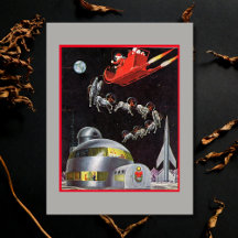 Natal Antigo Papai Noel e Rena no Espaço