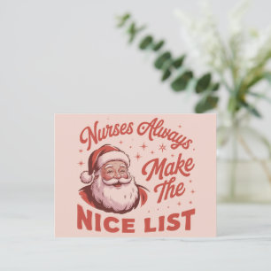 Cartão Postal De Festividades Natal Antigo Papai Noel Enfermeiras Fazem a Lista 