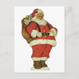Cartão Postal De Festividades Natal Antigo, Papai Noel Vitoriano com Brinquedos