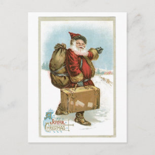 Cartão Postal De Festividades Natal antigo, Papais noeis