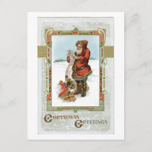 Cartão Postal De Festividades Natal antigo, Papais noeis