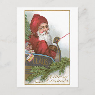 Cartão Postal De Festividades Natal antigo, Papais noeis