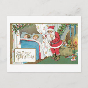 Cartão Postal De Festividades Natal antigo, Papais noeis