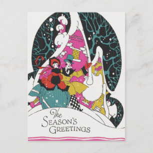 Cartão Postal De Festividades Natal Antigo, Pessoas da Cidade Vitoriana Elegante