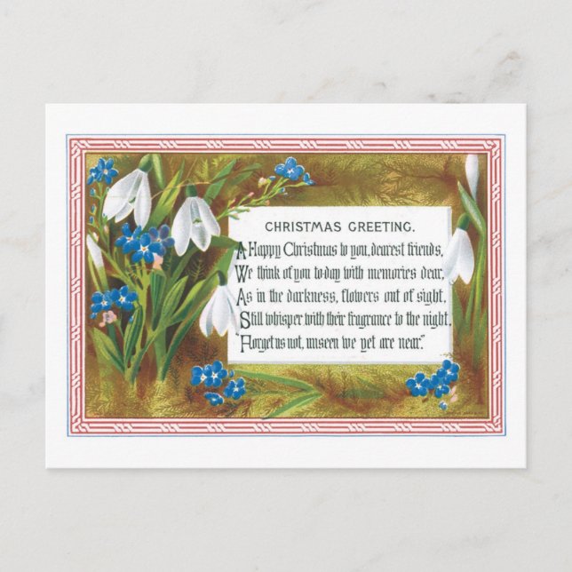 Cartão Postal De Festividades Natal antiquado, Snowdrops (Frente)