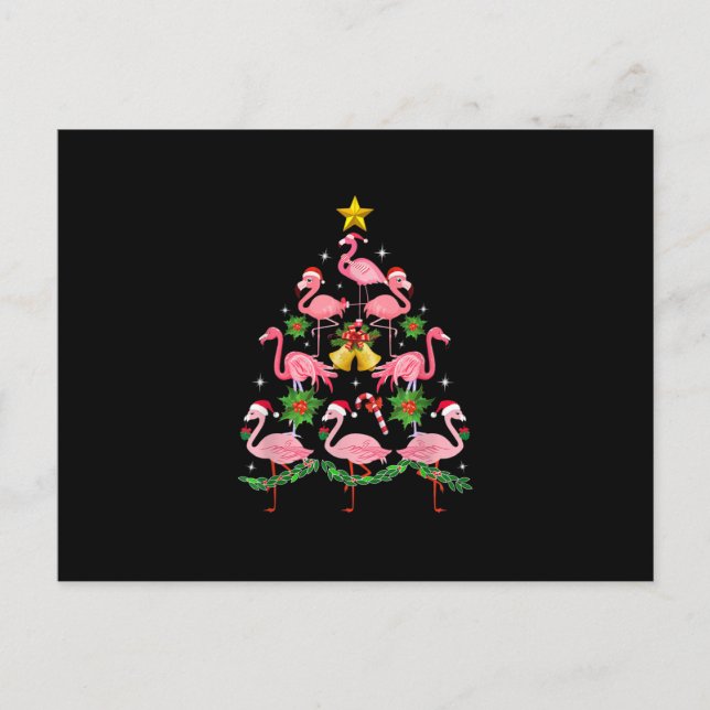 Cartão Postal De Festividades Natal - Árvore de Natal Bonita Flamingo (Frente)