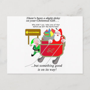 Cartão Postal De Festividades Natal atrasado - Papai Noel atrasado