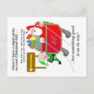 Cartão Postal De Festividades Natal Atrasado - Retrato de Papai Noel Atrasado
