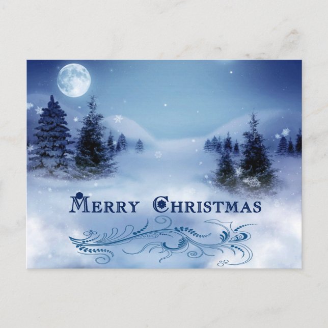 Cartão Postal De Festividades Natal azul (Frente)