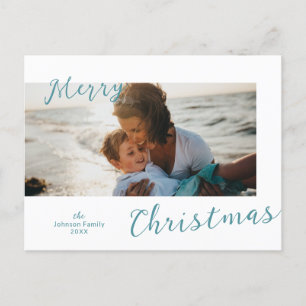 Cartão Postal De Festividades Natal Azul Moderno Minimalista Foto