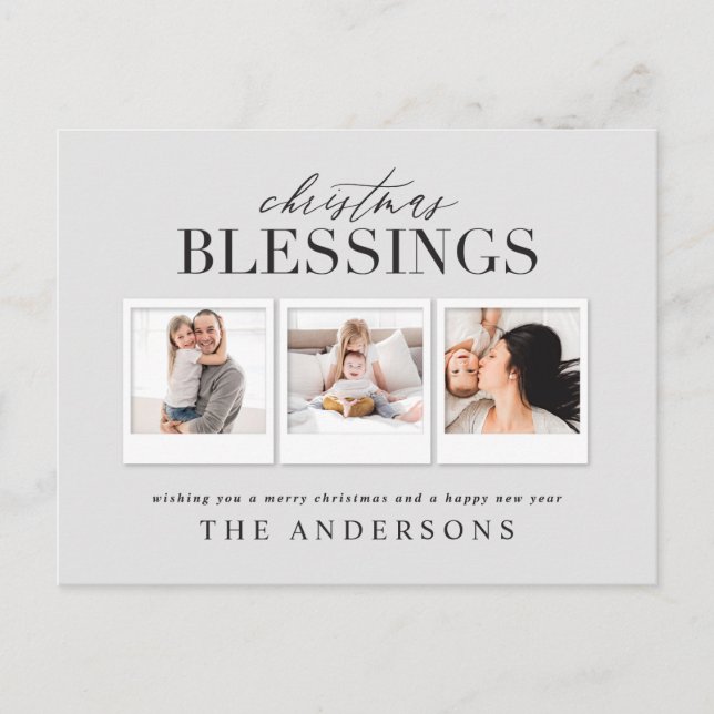 Cartão Postal De Festividades Natal bênção com fotos múltiplas feriado (Frente)